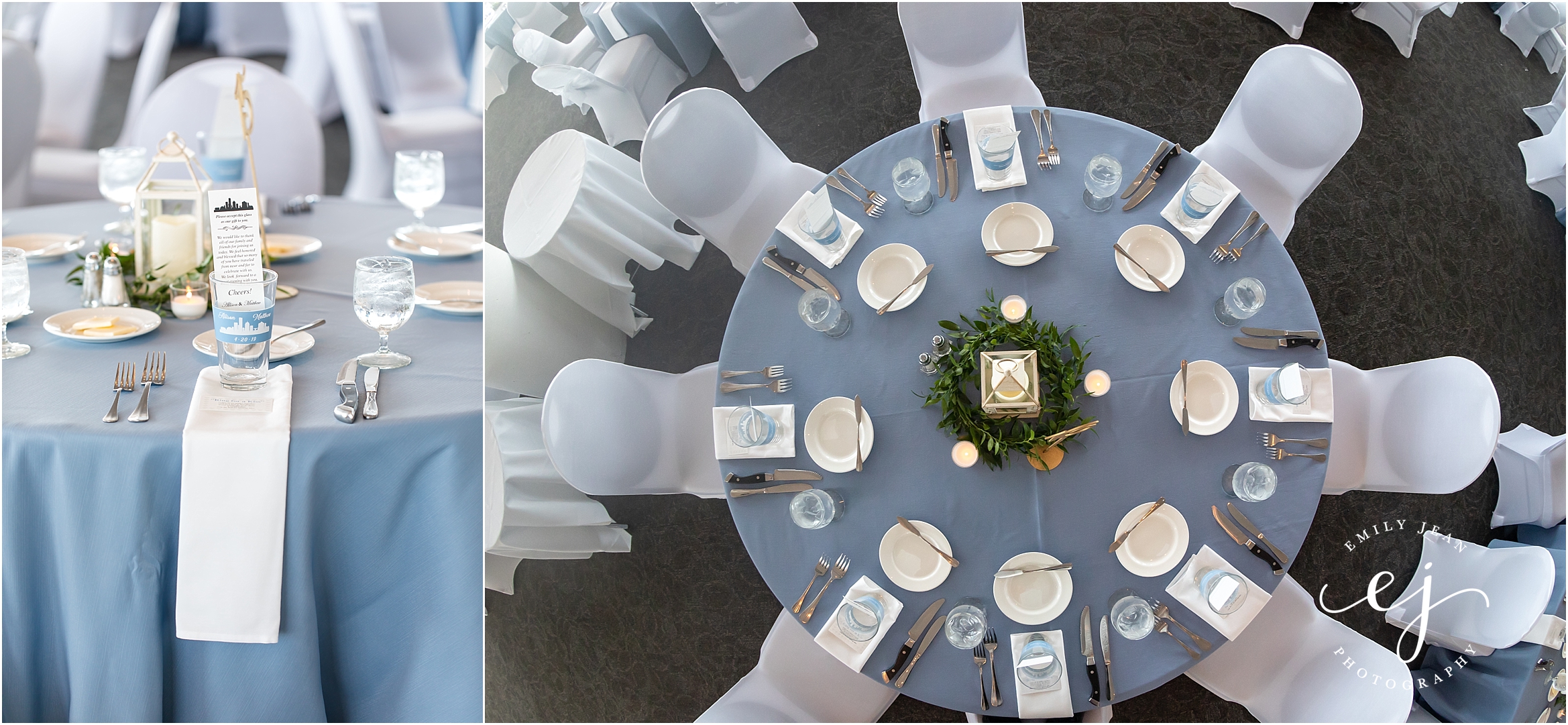 the pilot house lake blue wedding decor table setting
