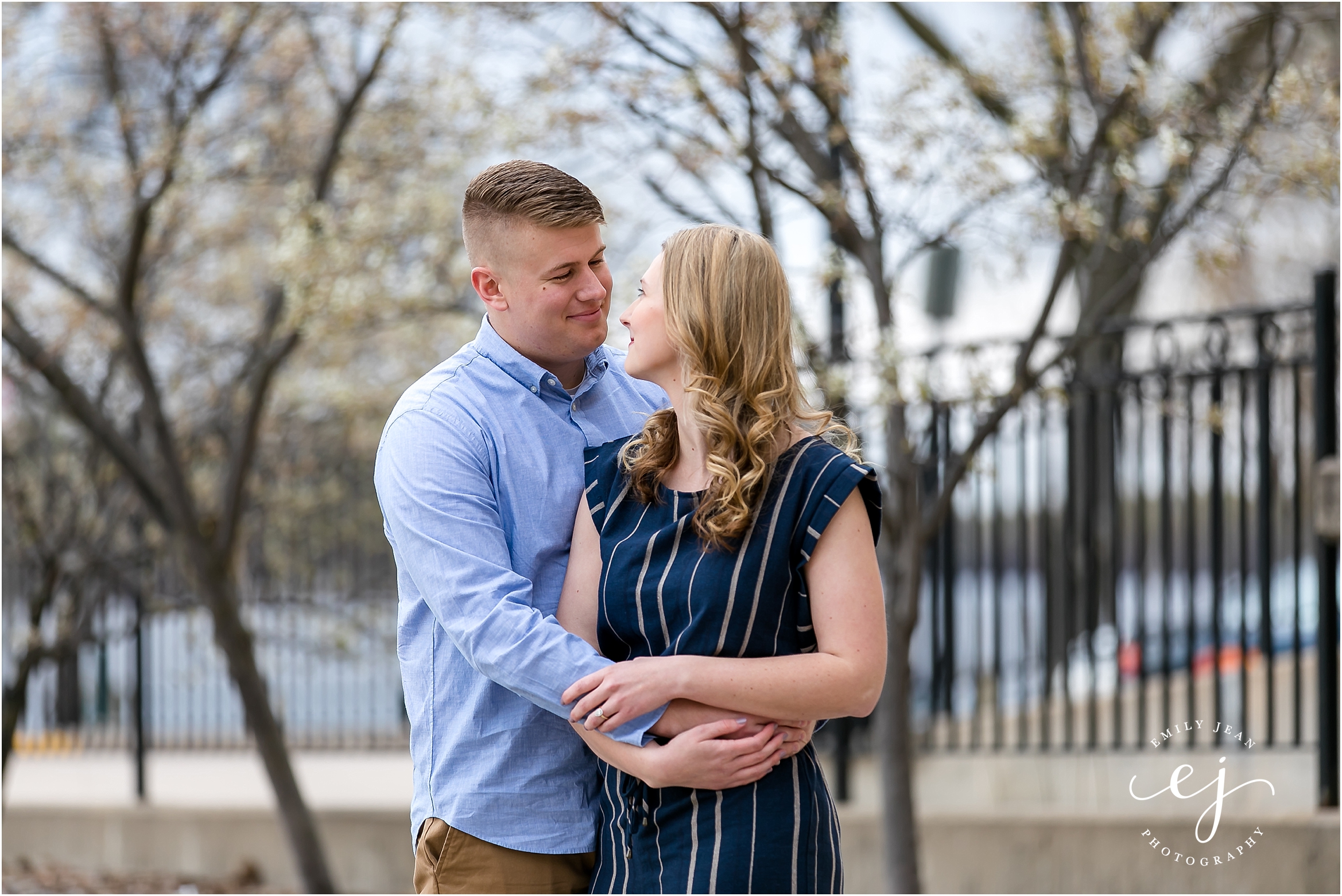 Engaged Couple engagement session spring Downtown La Crosse