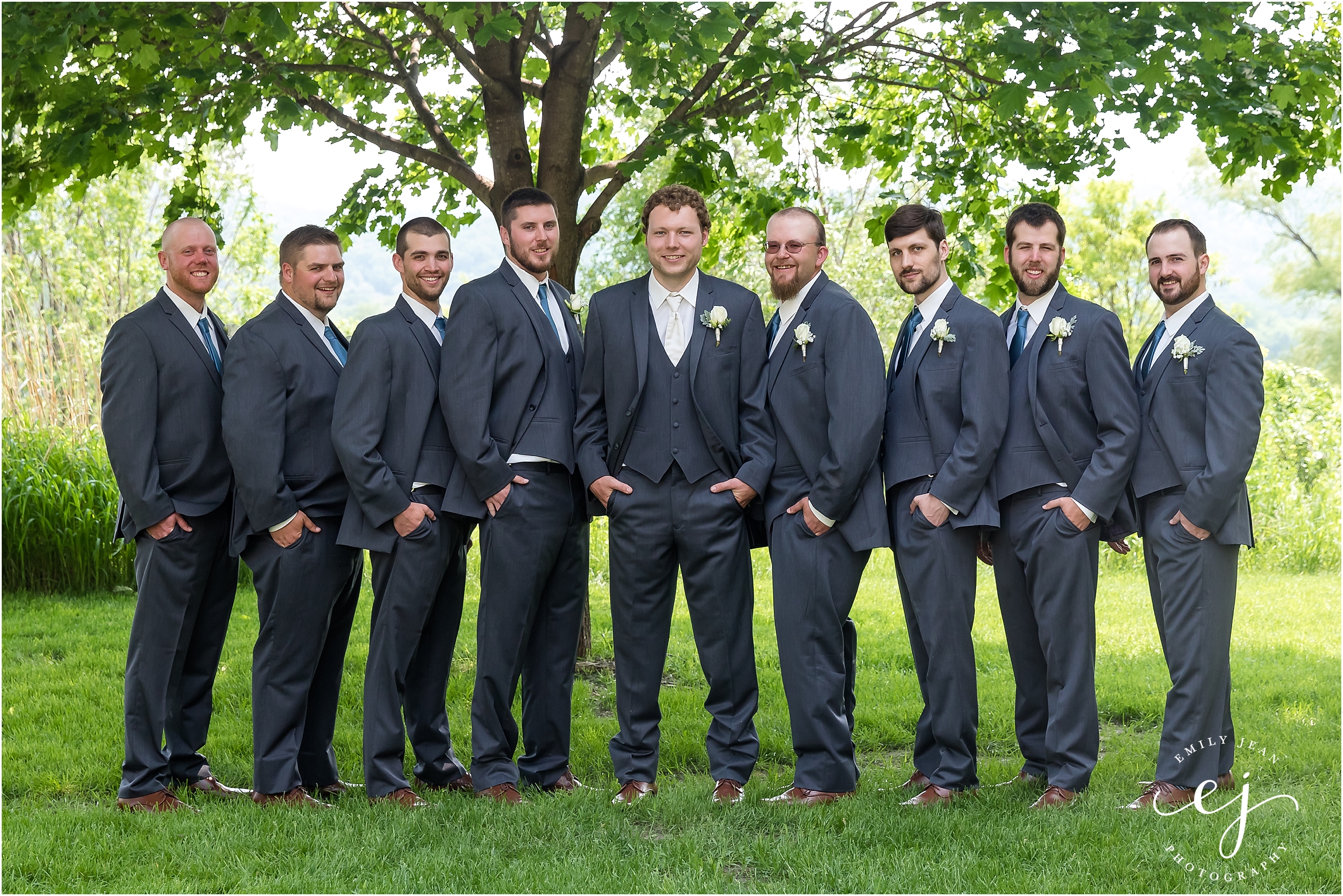 Stoney Creek Wisconsin Summer Wedding groom groomsmen