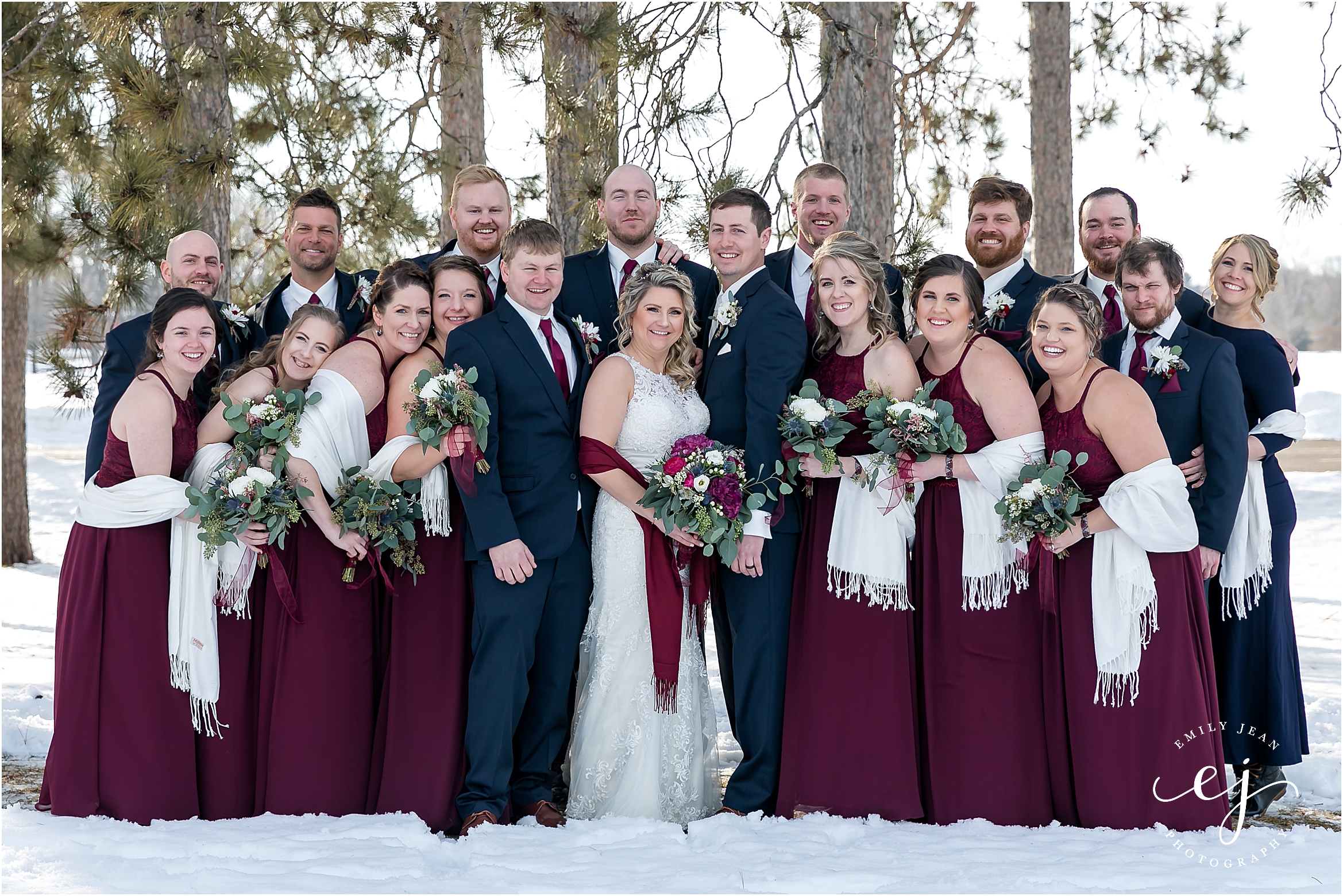 La Crosse Wisconsin Winter Wedding Bergundy Snow