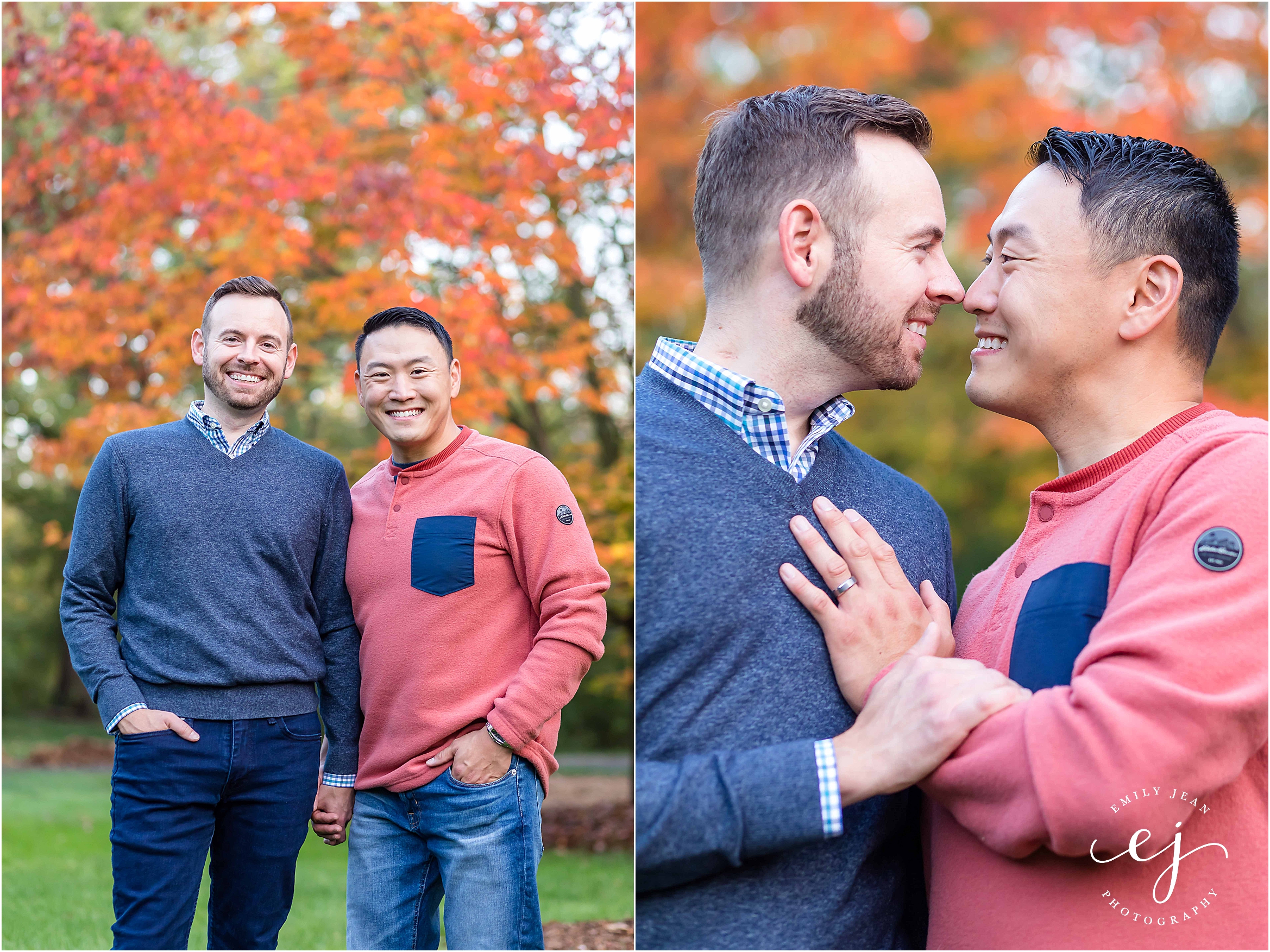 nature preserve engagement photo lgbt gay couple autumn