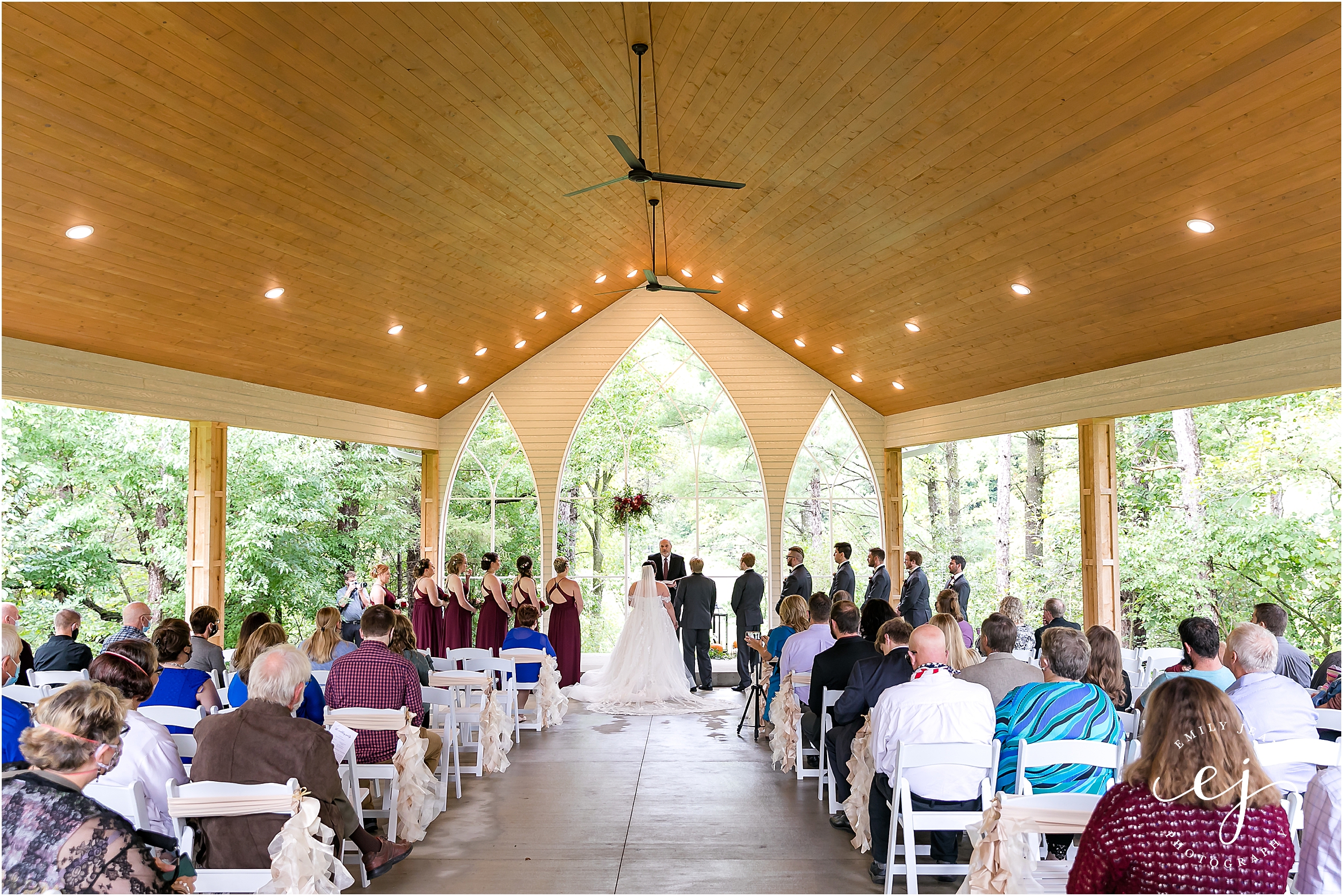 open air chapel at winnebago springs wedding venue in caledonia minnesota full view of the ceremony site