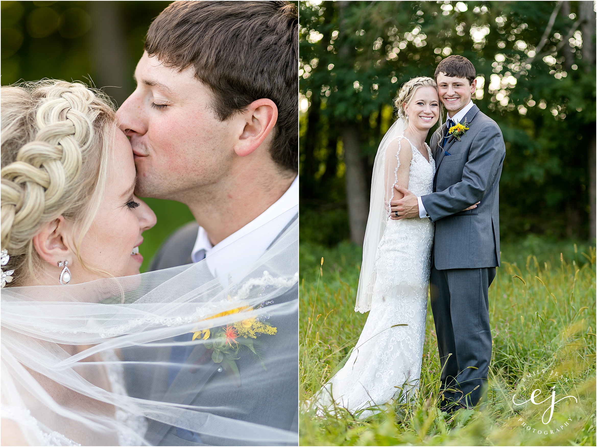 black river falls wisconsin wedding farm bride groom kiss on forehead