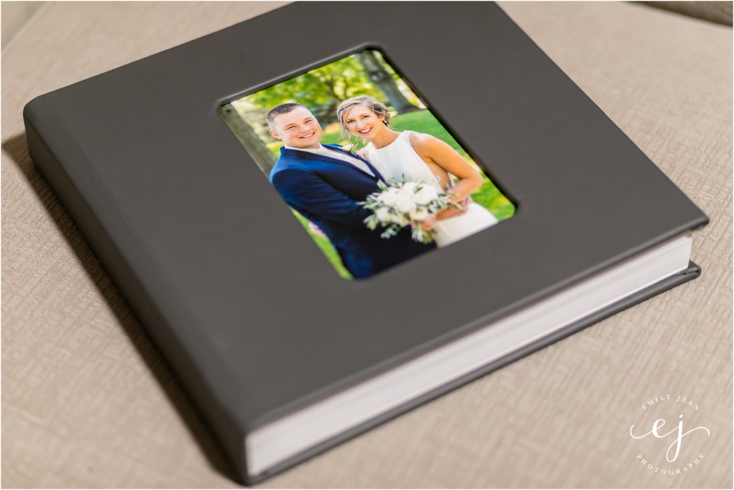 miller's lab ash gray wedding album leather with photo cover
