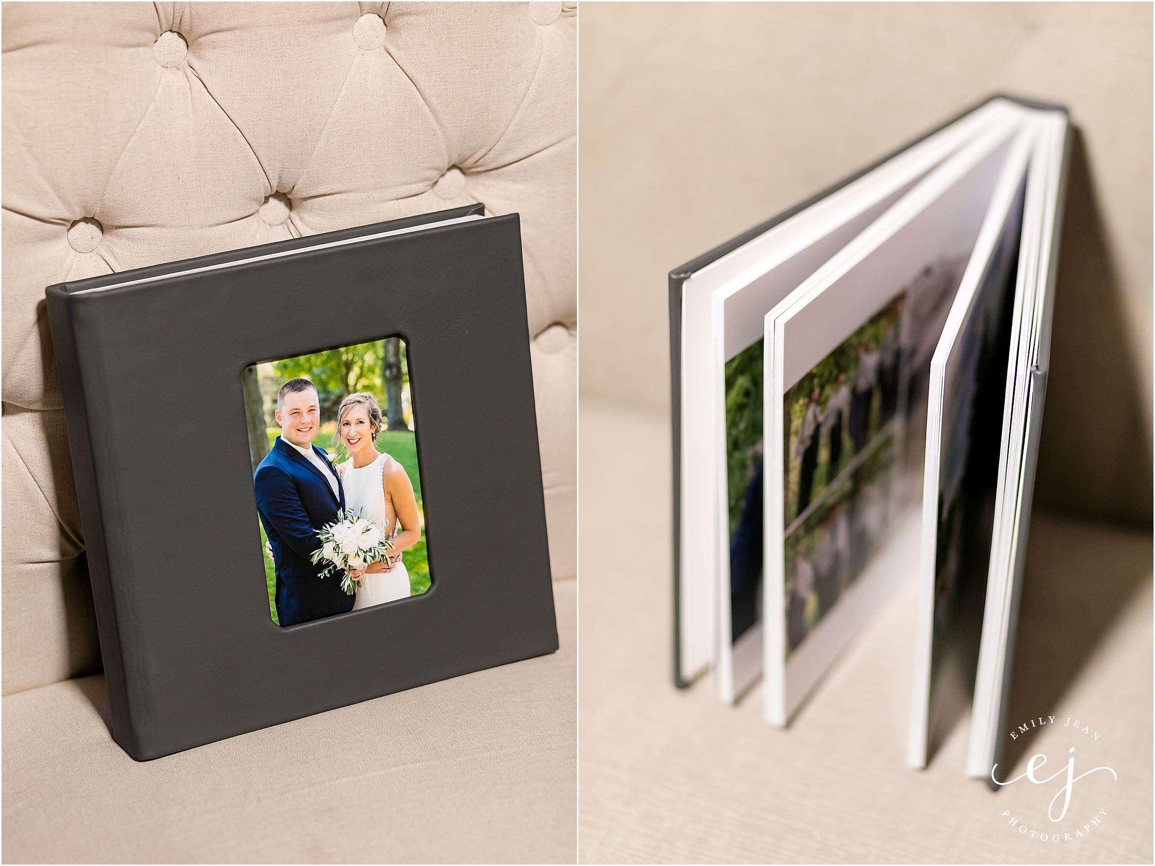 miller's lab ash gray wedding album leather with photo cover