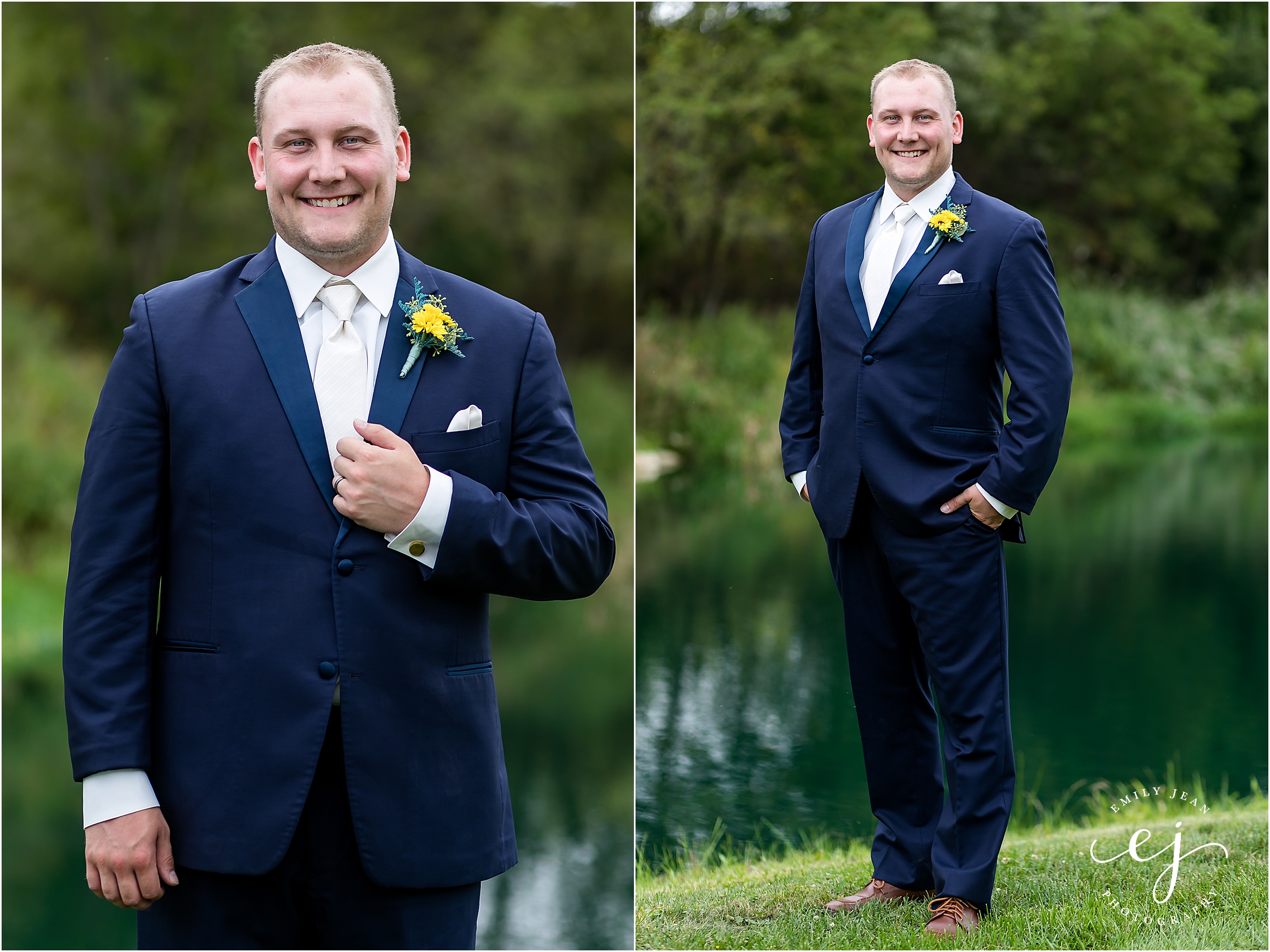 groom with navy suit country wedding wisconsin