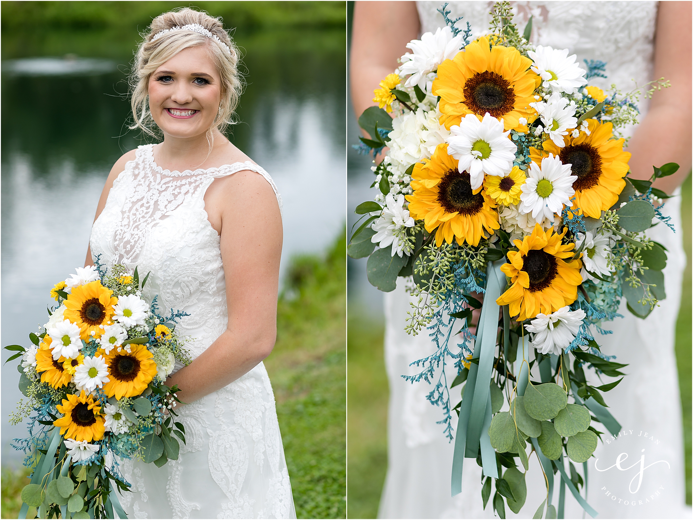 bride lace dress sunflower bouquet country wedding wisconsin