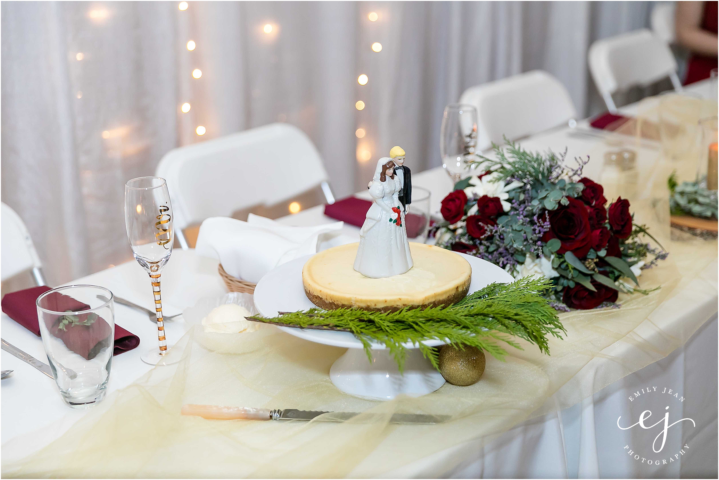 cheesecake bride and groom topper minnesota wedding indoor winter