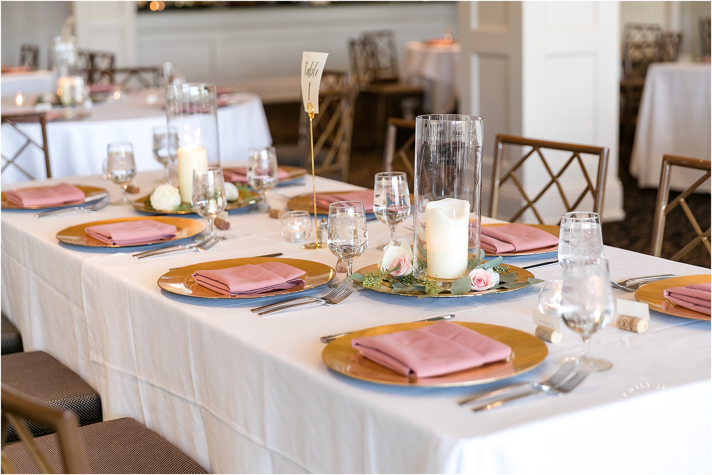 blush and gold wedding place setting