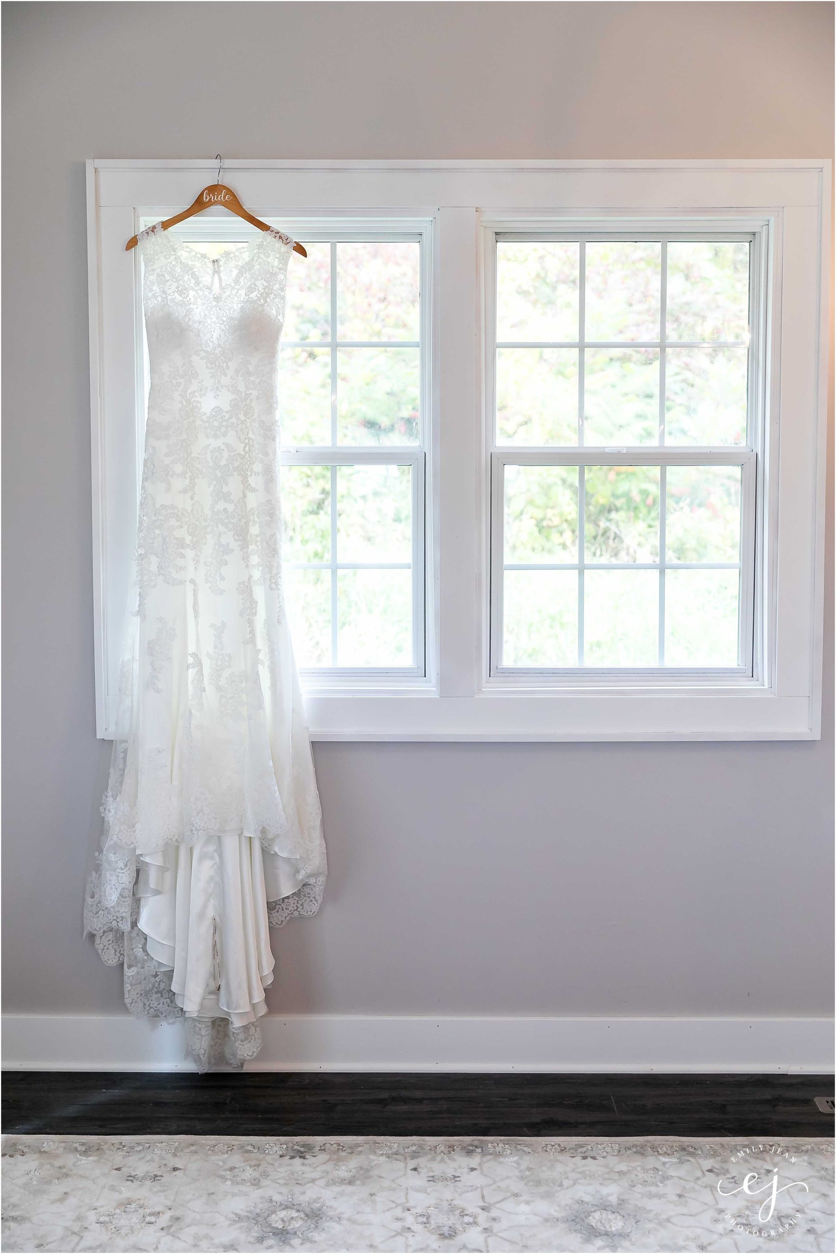 wedding dress hanging at edgewood farm in henderson minnesota