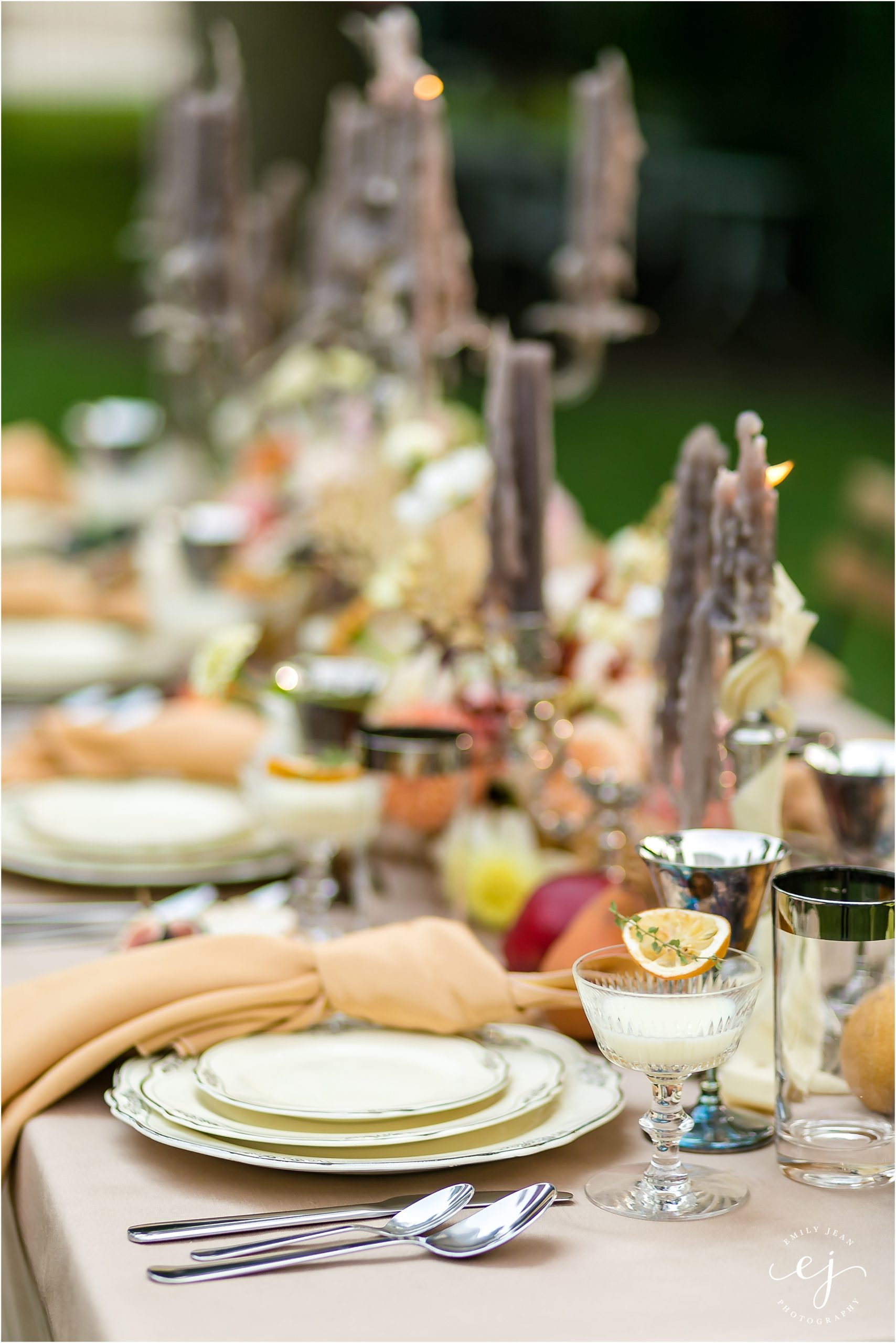 table scape for luxury wedding warm colors
