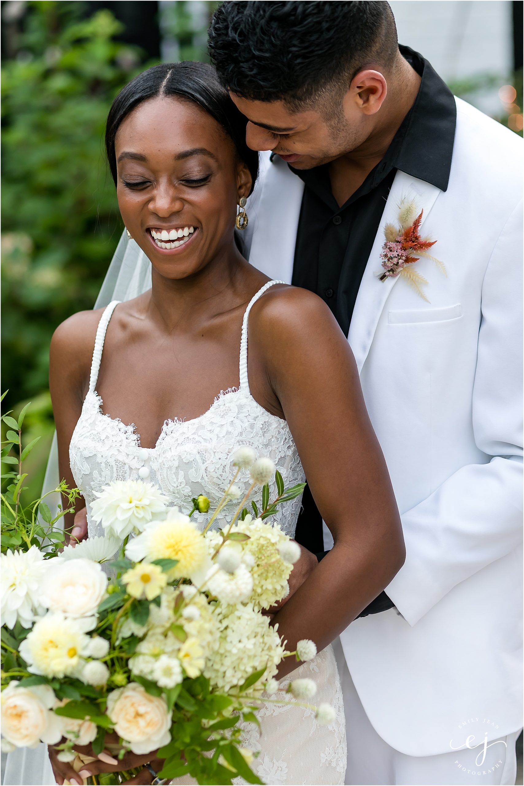 black bride and groom laughing smiling candid