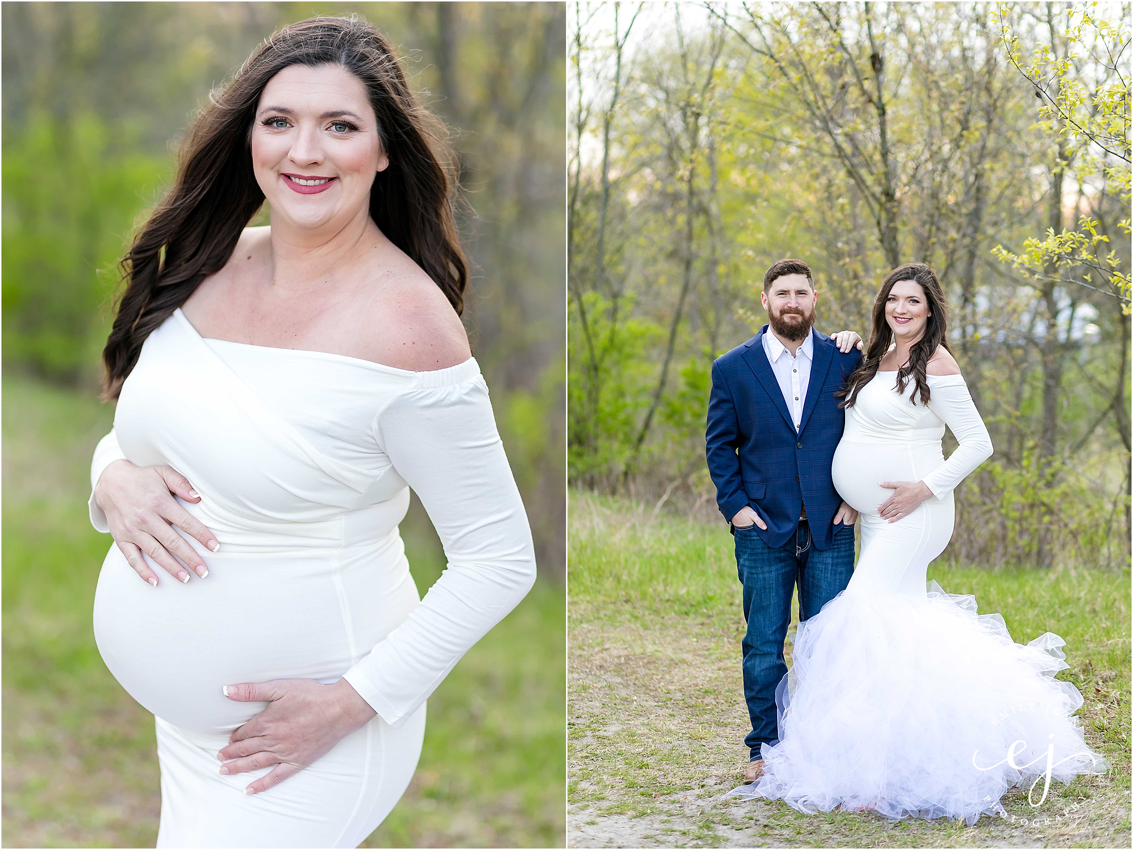 Dry for a couple at maternity session wearing navy and white in the park