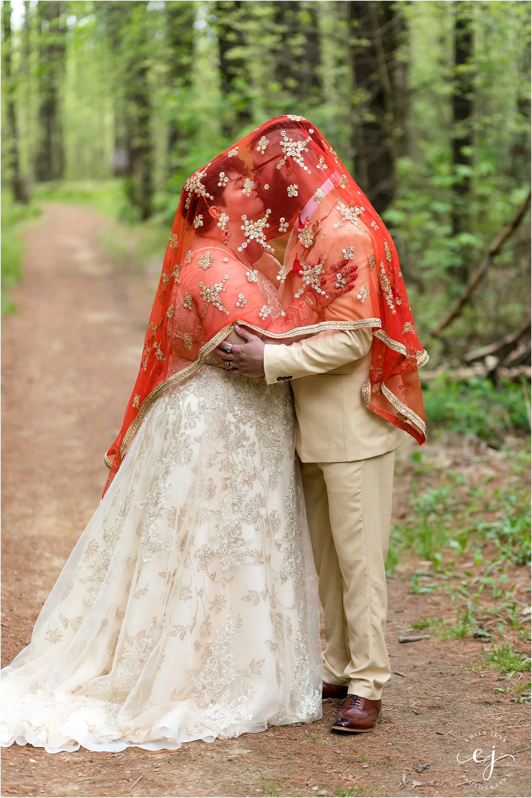 wedding couple under dupatta wedding veil