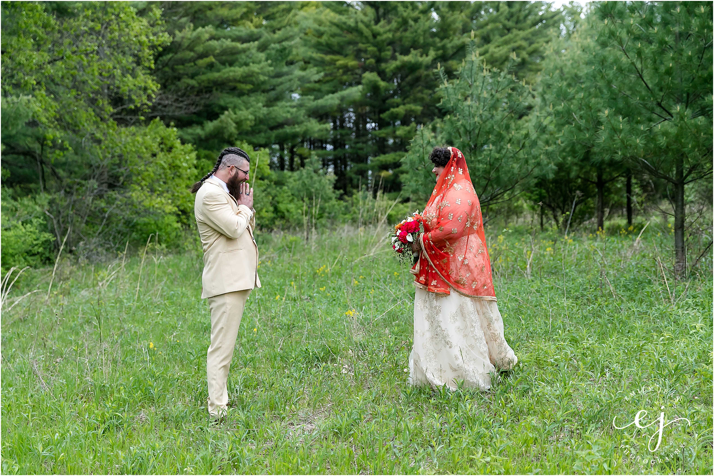 first look indian wedding at wildcat mountain state park wisconsin