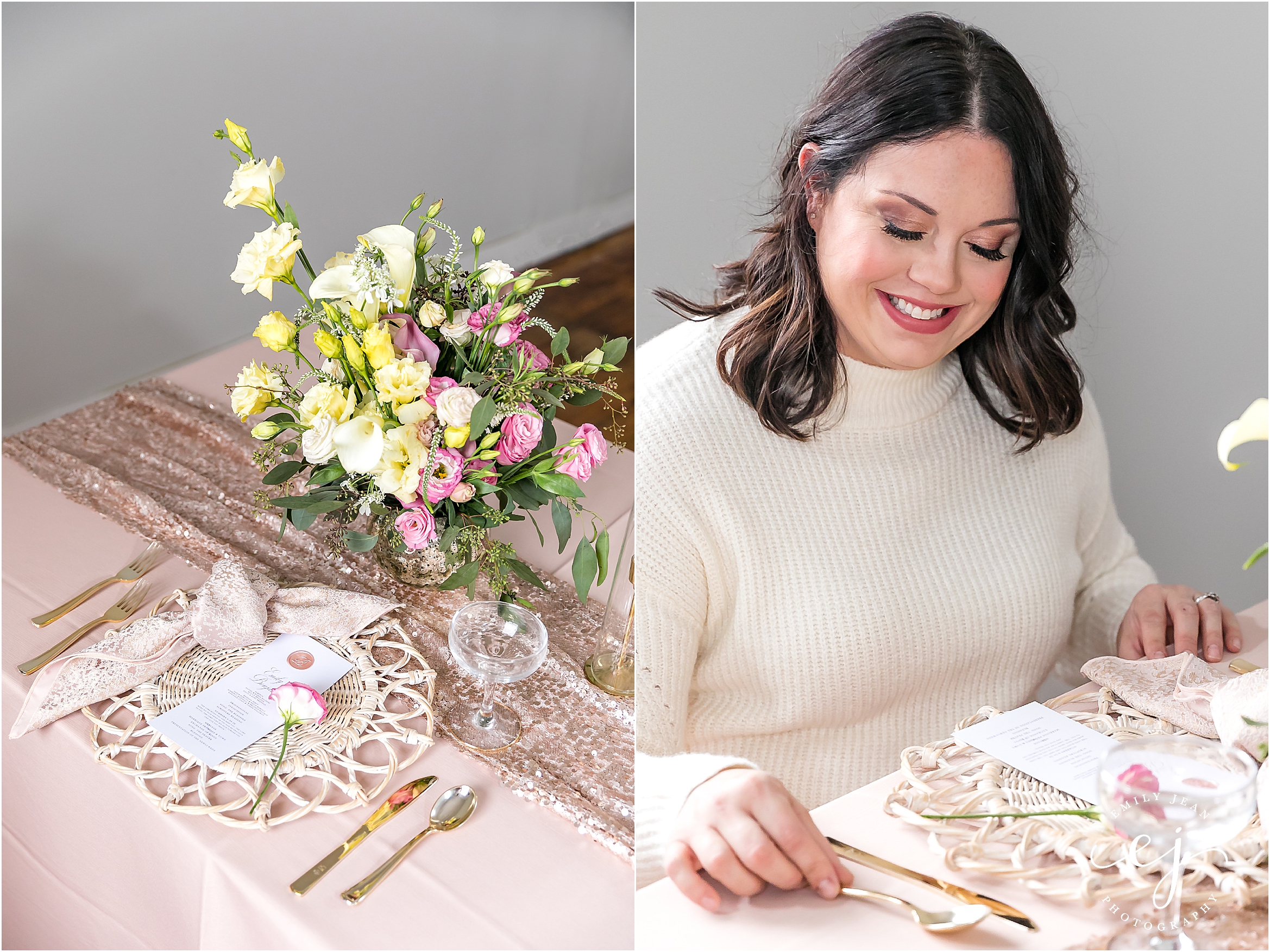 table setting rose gold event wedding planner fixing