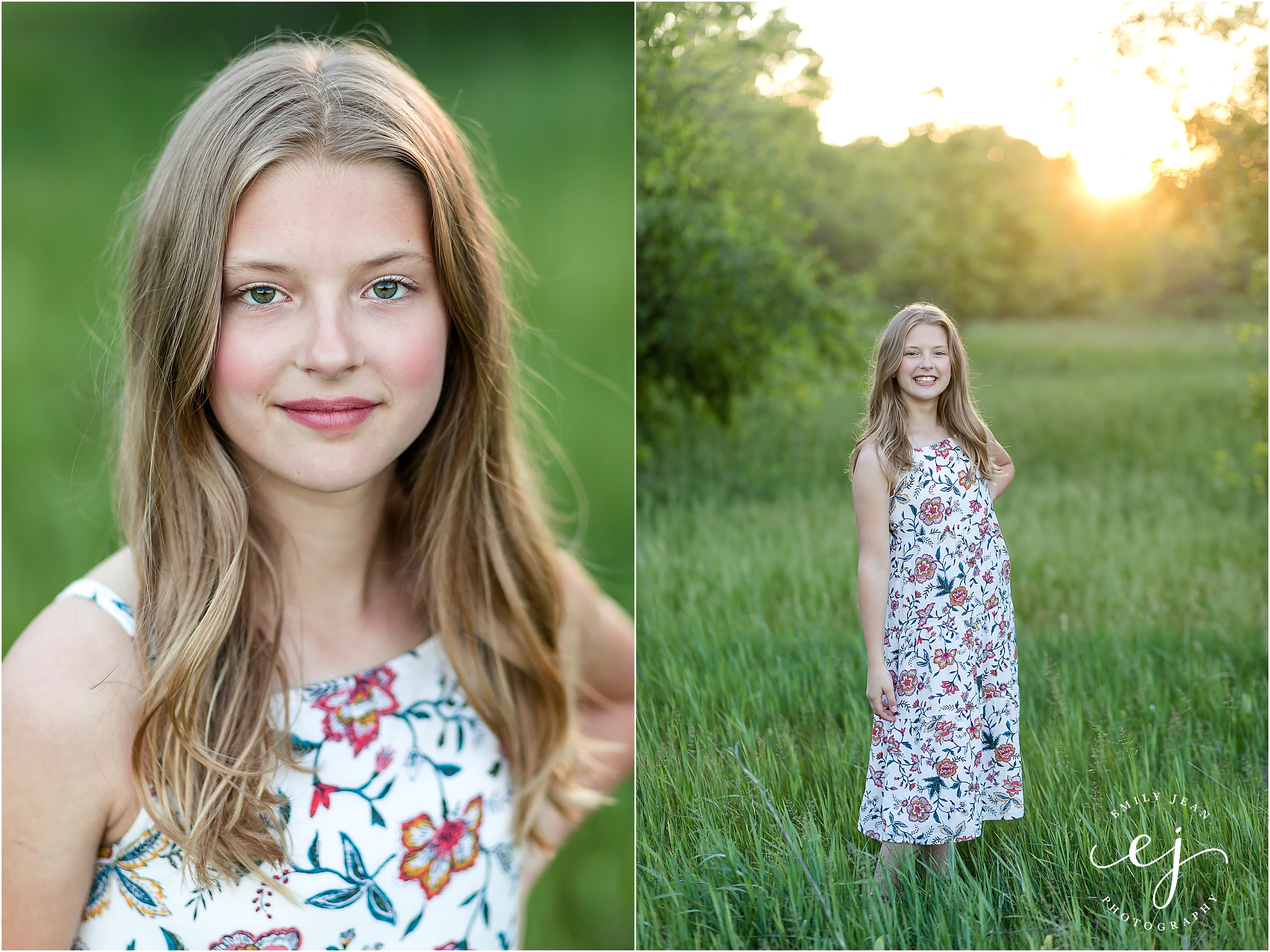 young girl portrait outdoor summer field 
