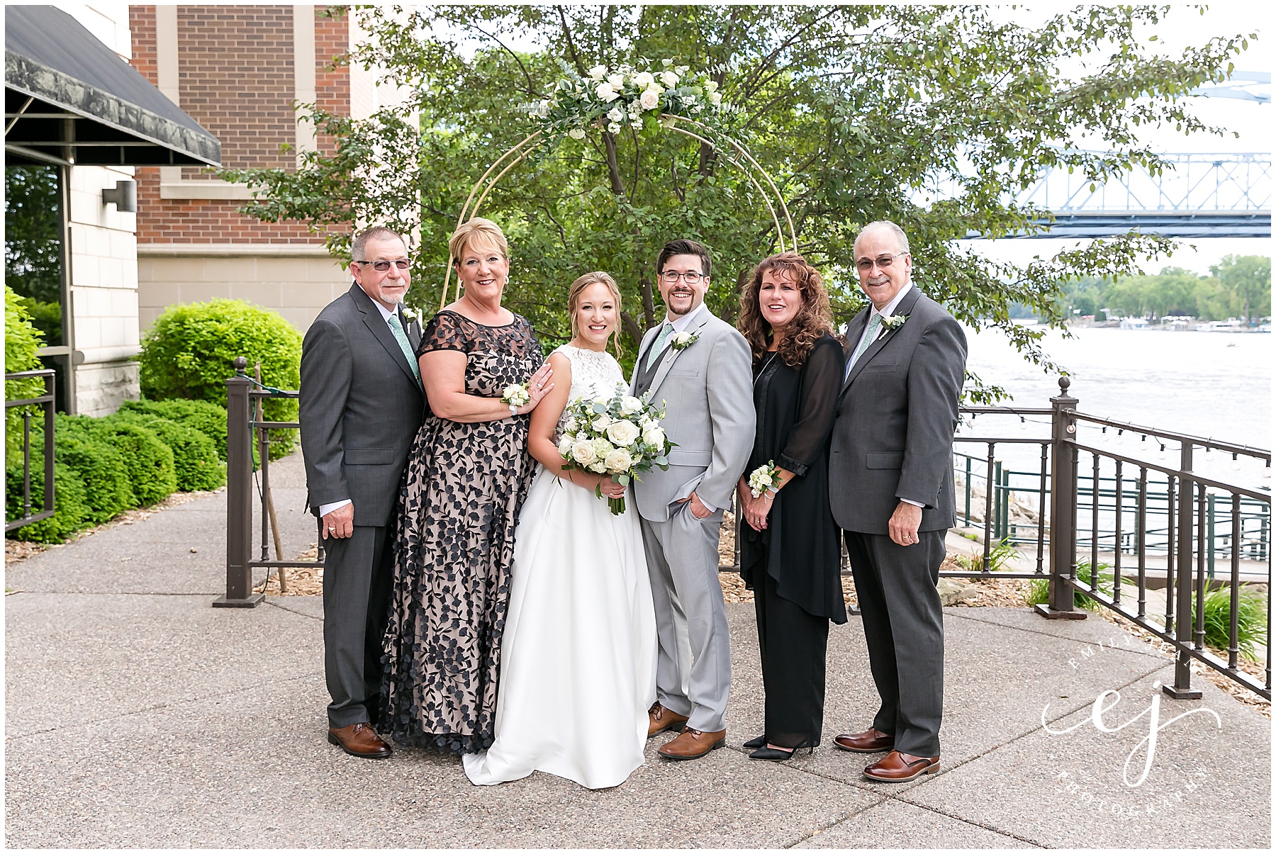 waterfront cargill room wedding family photo