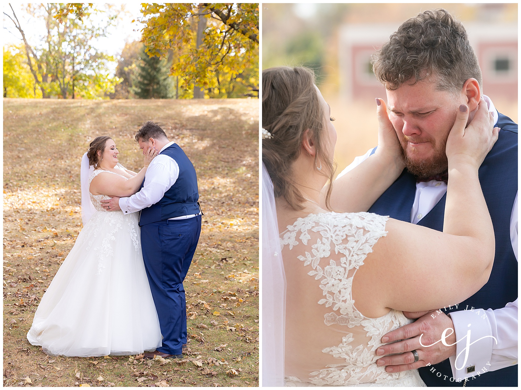 first look emotional groom crying outdoor myrick park wisconsin