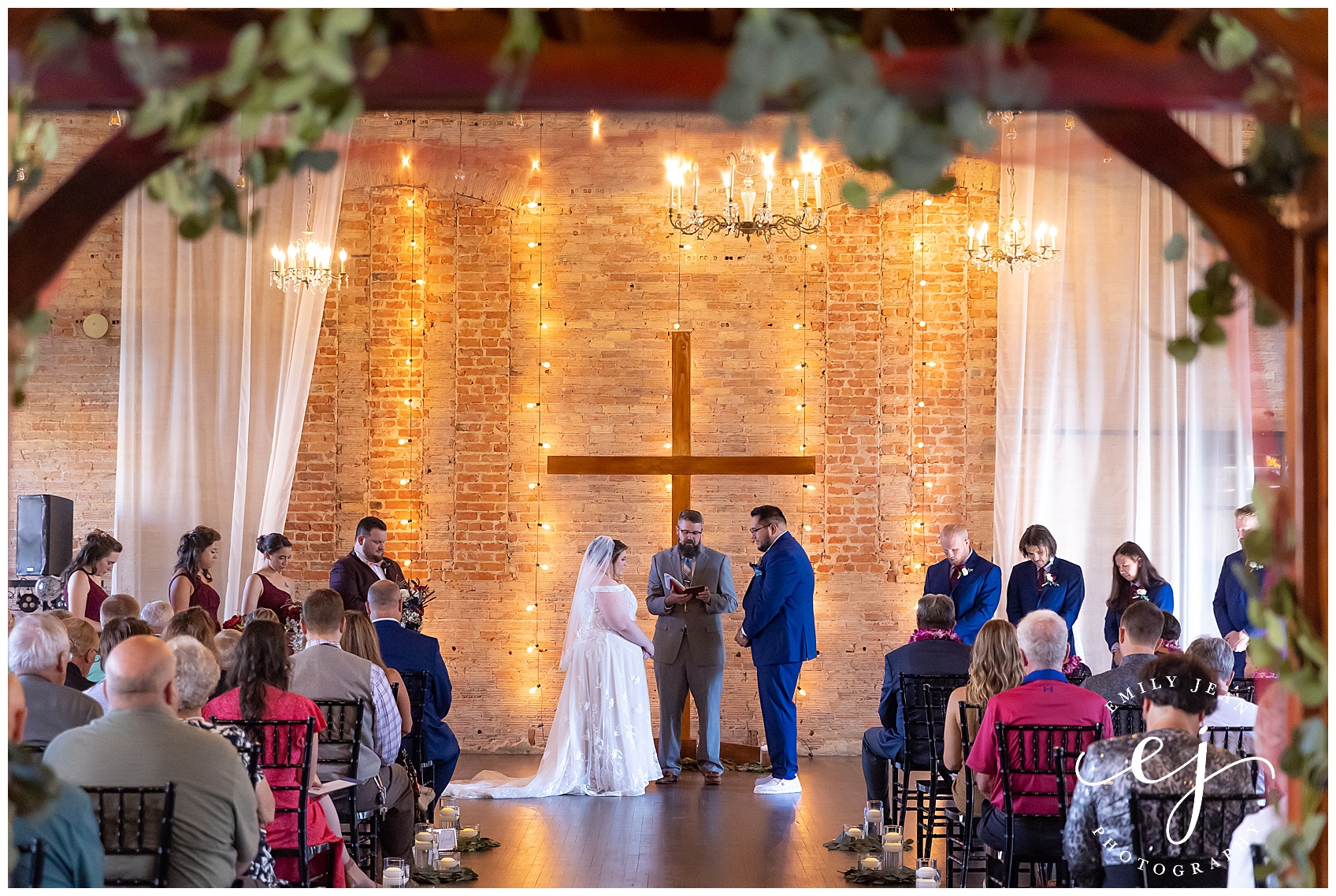 bride and groom ceremony indoors 