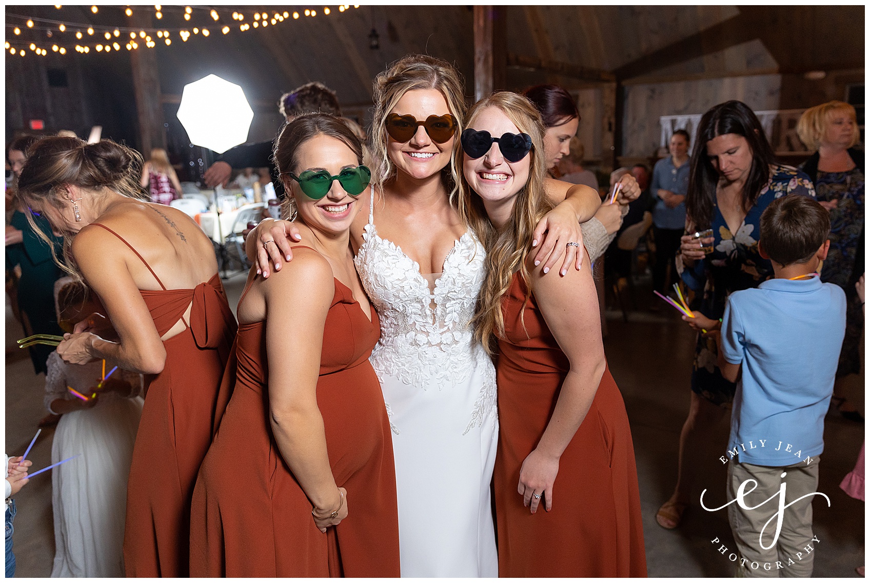 party dancing with fun sunglasses at pedretti party barn