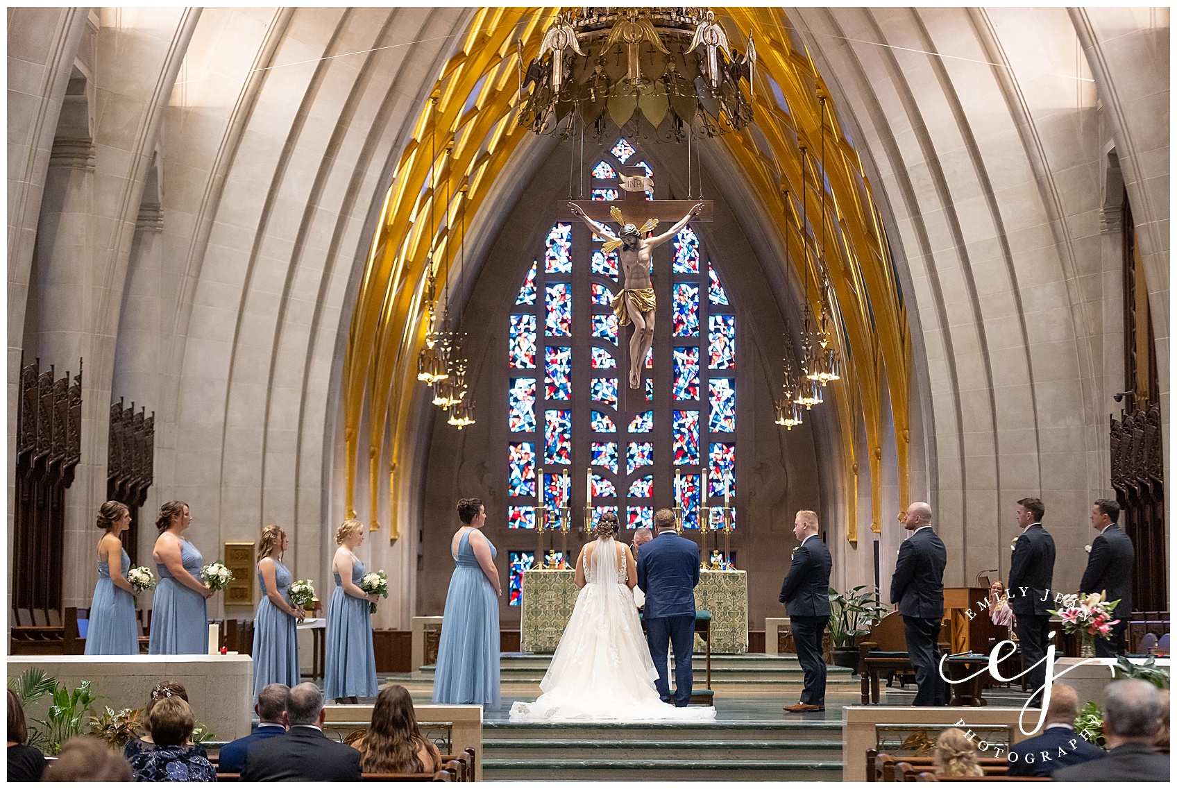 view of st. joseph cathedral wedding ceremony
